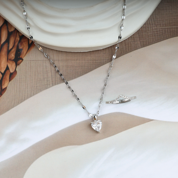 Love White Mini Heart Necklace, Ring Set