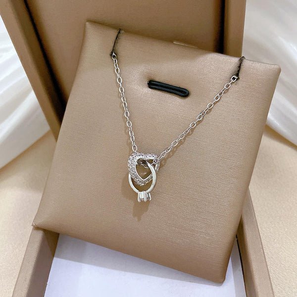 Beautiful Silver Heart Ring Nacklace