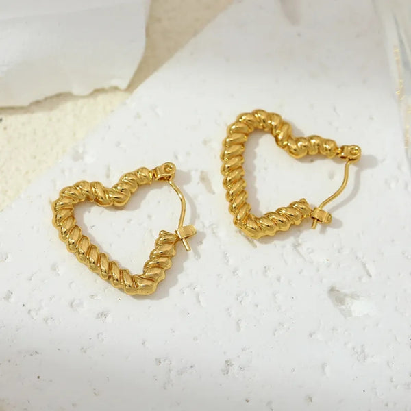 Anti tarnish Geometric Heart shape earrings