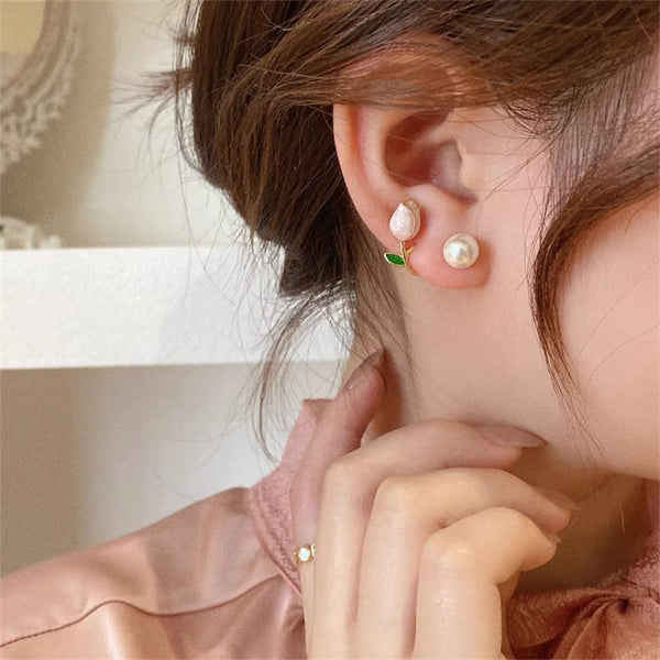 Combo Of 2 Geometric Pearl Stud Earrings