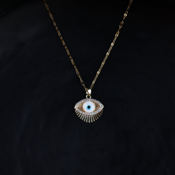 Gold Plated Nazar Evil Eye Pendant Necklace