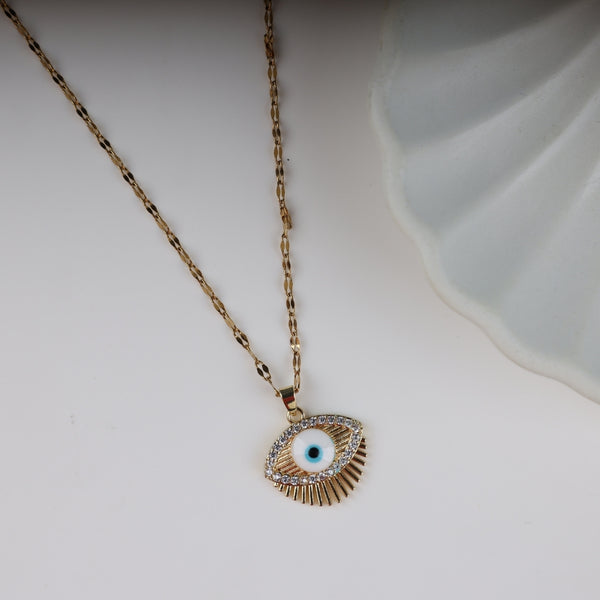 Gold Plated Nazar Evil Eye Pendant Necklace