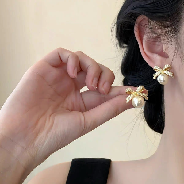 Pack Of 3 Cute BowPearl Earring