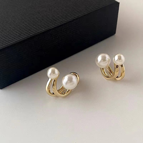 Combo Of 2 Gold-Plated Diamond Look & Pearl Earring