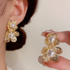 Golden Shine Flower Pearl Earring