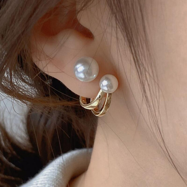 Pack Of 4 Stylish Pearl Flower Earrings