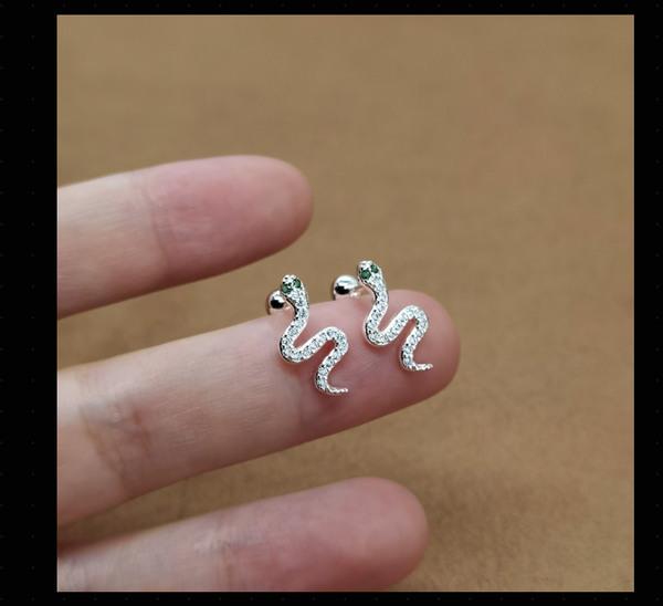 Silver Small Snake Earring