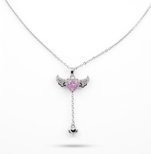 Heart-Shaped Pink Gemstone Pendant Necklace