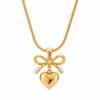 Golden small heart cute bow necklace