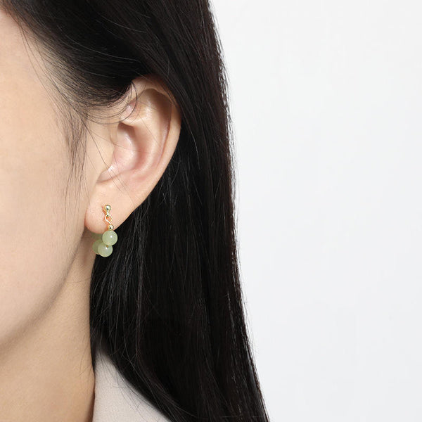 Gold Plated Green Beaded Hoop Earring