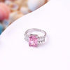 Pink Diamond Silver Round Rings