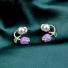 Floral and Pearl Earrings
