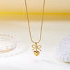 Golden small heart cute bow necklace