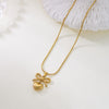 Golden small heart cute bow necklace