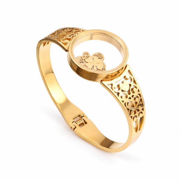 Gold Plated Butterfly with Flower Bracelet