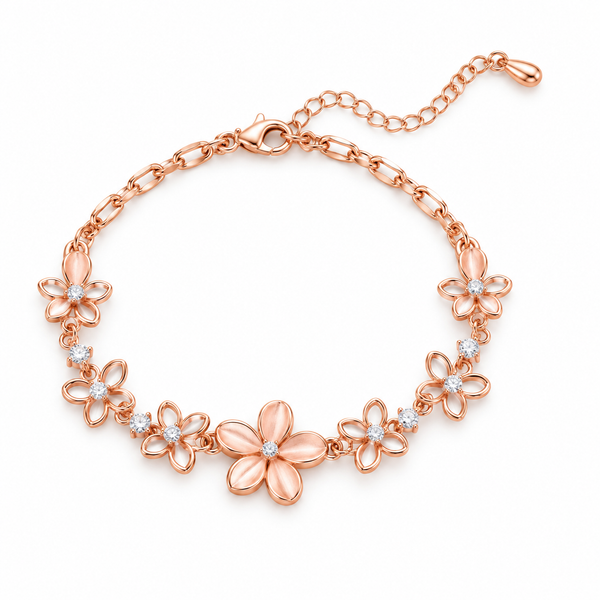 Flower Rose Gold Plated Crystals Bracelet