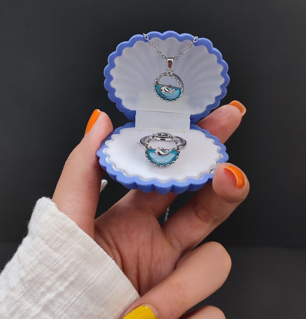 Combo Of Blue Sea Zircon Pendant And Ring