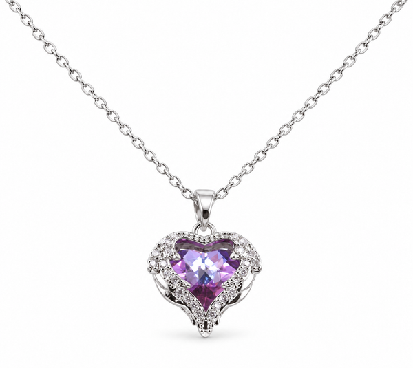 Purple Zircon Heart Necklace