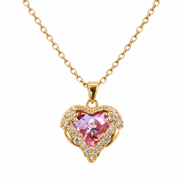 Pink Zircon Heart Necklace