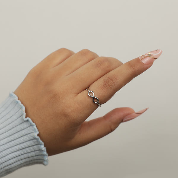 Silver Infinity Symbol Adjustable Ring