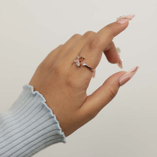 Rose Gold Butterfly Adjustable Ring
