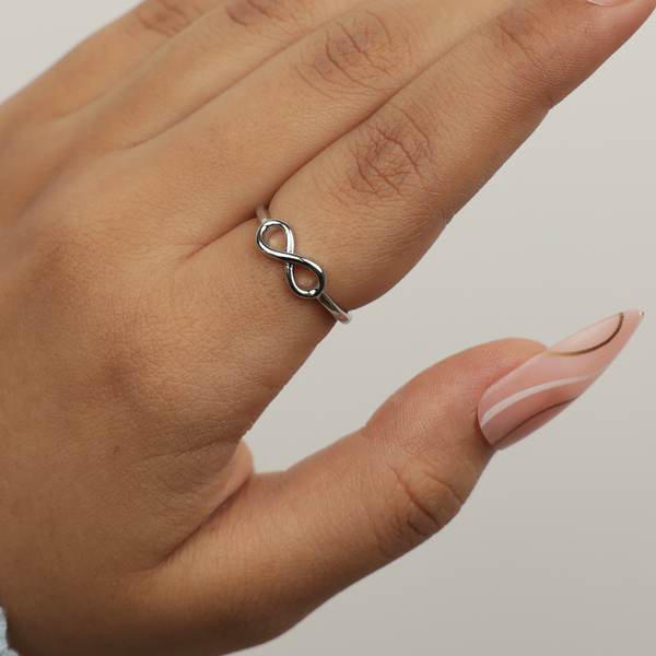 Silver Infinity Symbol Adjustable Ring
