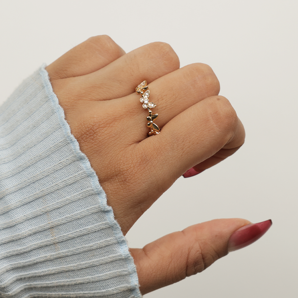 Golden Small Mini Butterfly Ring