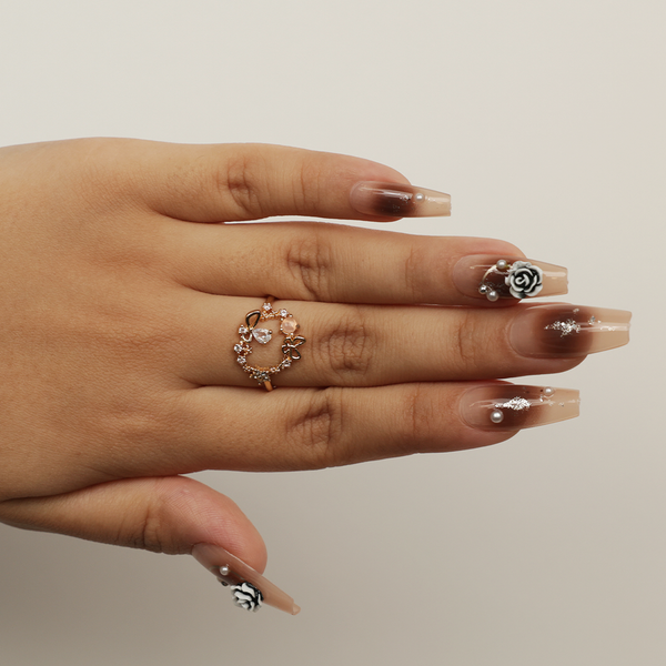 Butterfly and Stone Golden Ring