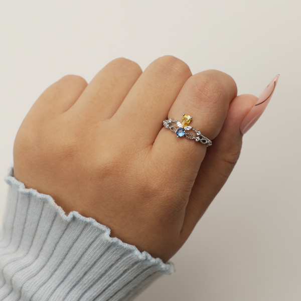 Princess Blue Diamond Ring