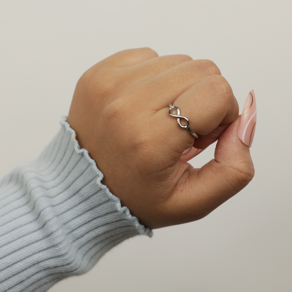 Silver Infinity Symbol Adjustable Ring