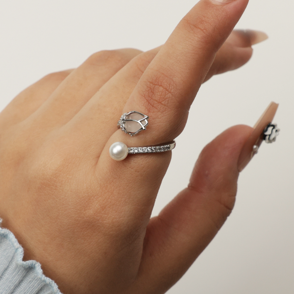 Fancy Silver Pearl Rings