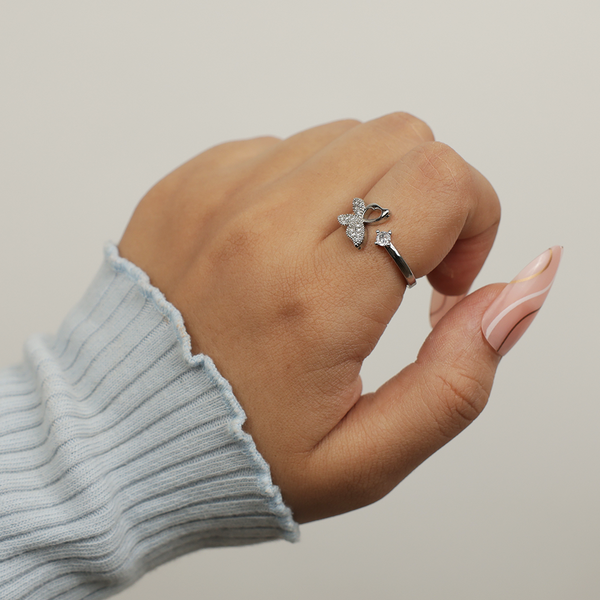 Pretty Silver Butterfly Ring