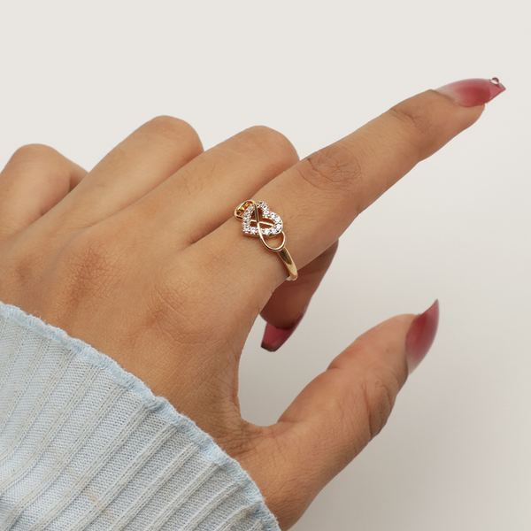 Golden Heart Stone Ring