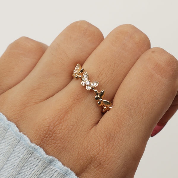 Golden Small Mini Butterfly Ring