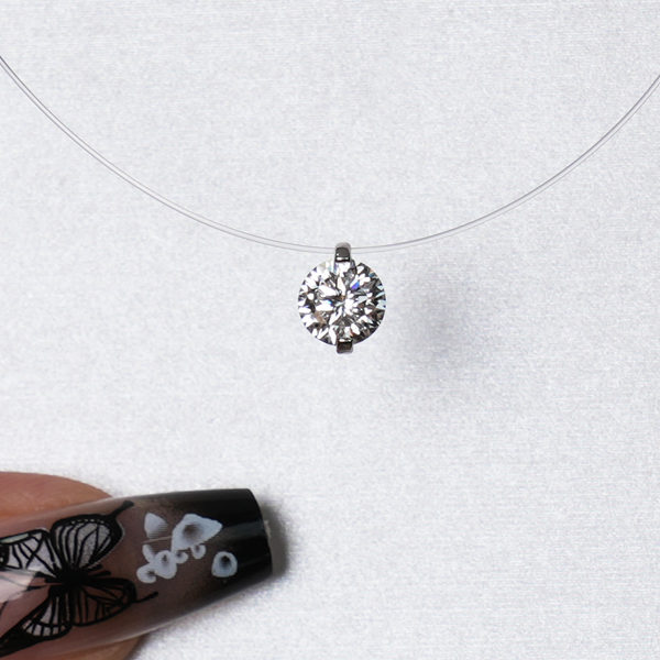 925 silver Invisiblechain Crystal solitaire pendent