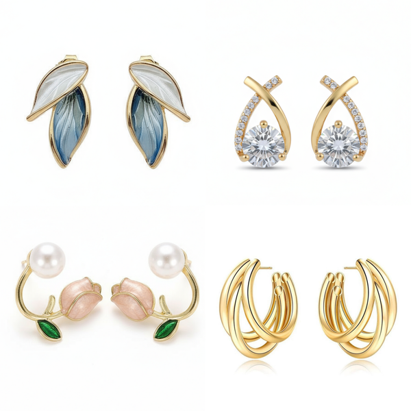 Pack Of 4 Amazing Hoop & Stud Earring