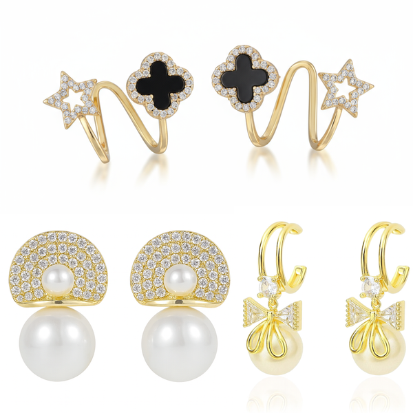Pack Of 3 Star Pearl Earring