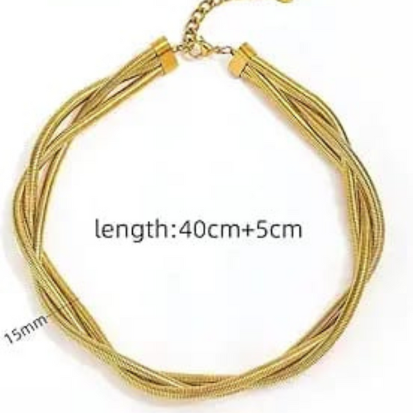 Gold Plated Multi Layered Choker Necklace