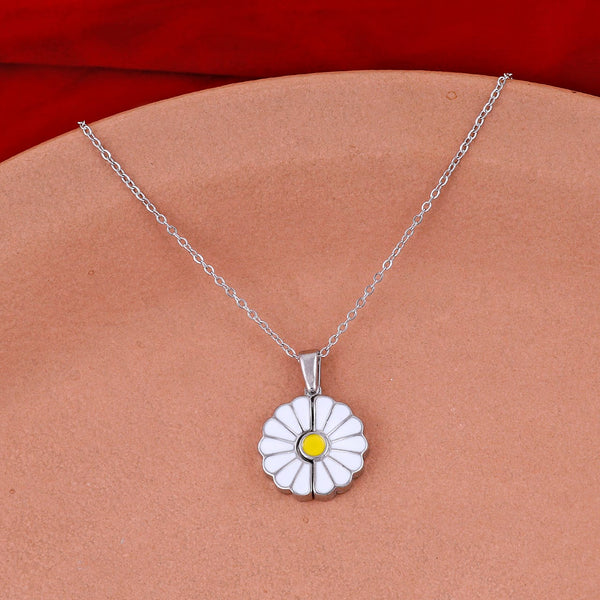Silver Shine Sun Flower Daisy Necklace