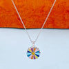 Silver Plated Rainbow Sunflower Pendant Necklace