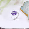 Pretty Purple Crystal Flower Ring