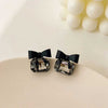 Black Crystal Ribbon Bow Earring