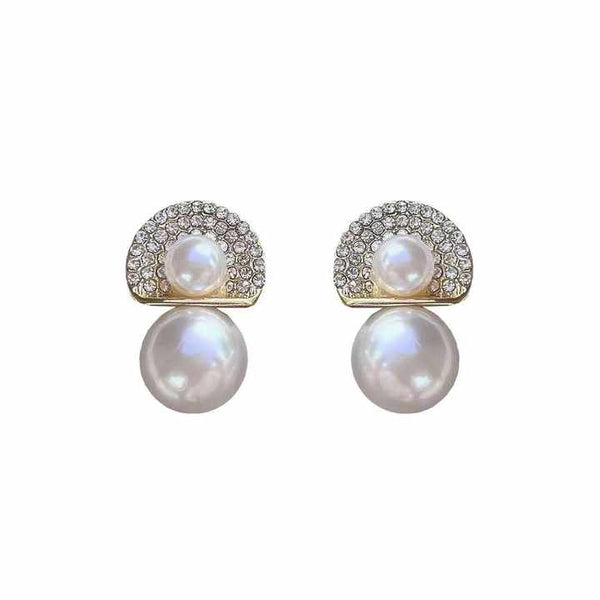 Tiny Peacock Design Double Pearl Earring
