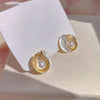 Gold Plated Round Pearl Earring