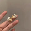 Gold Plated Round Pearl Earring