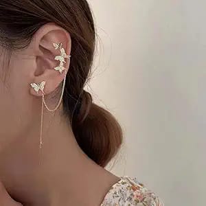 Butterfly Ear Cuff Chain Earring