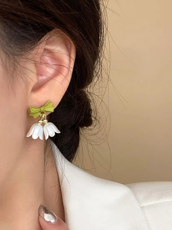 Green Mini Double Bell Drop Earring