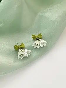 Green Mini Double Bell Drop Earring