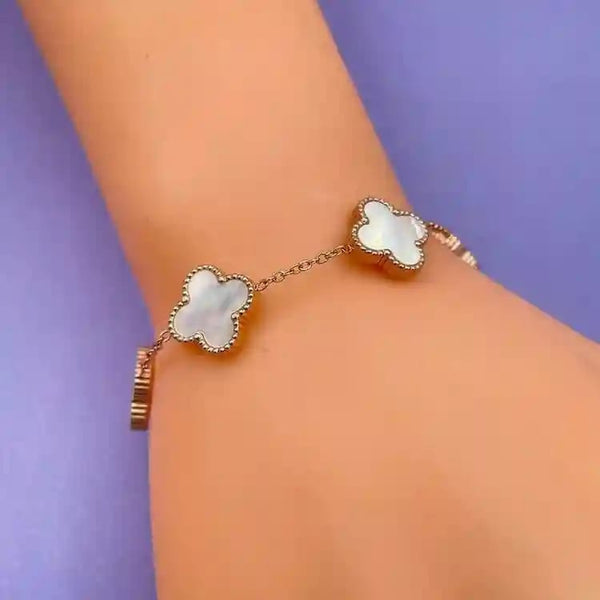 Anti tarnish white bracelet with golden chain
