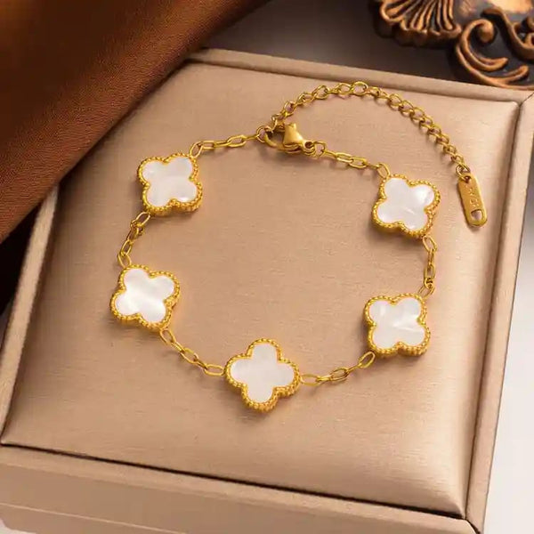 Anti tarnish white bracelet with golden chain